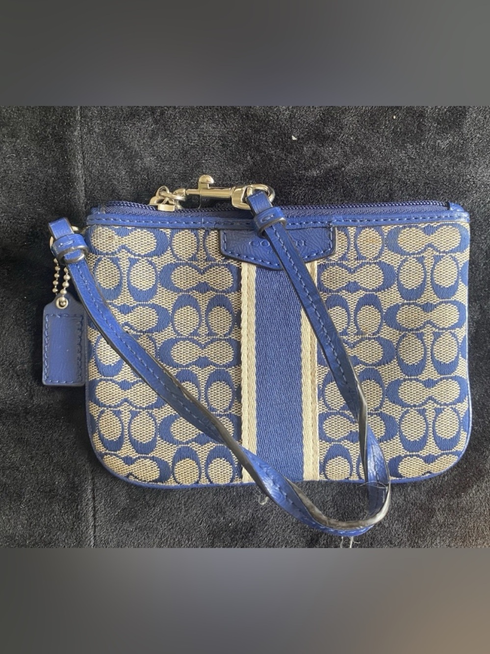 Coach Denim Signature Canvas Pouch Wristlet - Picture 2 of 3